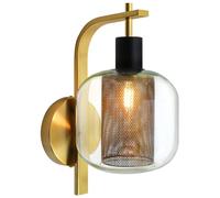 Antique Brass Wall Light Sconce Clear Glass Lamp Shade Industrial Mesh Wall Light Lantern Single H3126