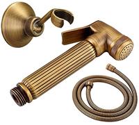 Antique Brass Wall-Mounted Bidet Sprayer Set - Handheld Toilet Washer Kit with Shower Hose for Easy Bathroom Cleaning, Cloth Diapers, Pet Bathing - Cold Water, Simple Inll