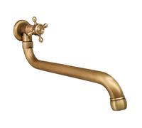 Antique Brass Wall-Mounted Kitchen Faucet Cold Water Only Vintage Style Sink TapBrass Construction Perfect for Retro Kitchen Decor