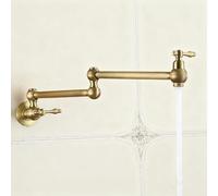 Antique Brass Wall Mounted Pot Filler TapRetro Folding Sink Faucet for Kitchen Cold Water Only Vintage Style Kitchen Tap