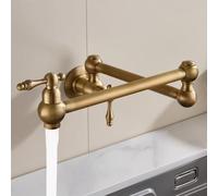 Antique Brass WallMounted Kitchen Faucet Touch Control Pot Filler Tap Elegant Vintage Design for Easy Pot Filling Durable Brass Construction.