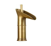 Antique Brass Waterfall Bathroom Faucet Single Hole Vanity Tap for Bathroom Sink or Kitchen Classic Design Easy Installation Tall Spout Antique Finish