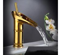 Antique Brass Waterfall Bathroom Faucet - Single Lever Hot & Cold Mixer Tap for Modern Sinks & Baths Stylish Design (Color: SLT071SG)