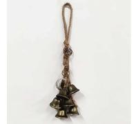Antique Brass Wind Chimes Set With 6 Bells Decorative Charms - Rustic Hanging Garden Bell For Porch Window Door Patio Balcony Decoration Natural Jute Rope Outdoor Decor Gift (Natural)