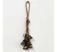 Antique Brass Wind Chimes Set With 6 Bells Decorative Charms - Rustic Hanging Garden Bell For Porch Window Door Patio Balcony Decoration Natural Jute