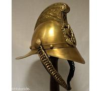 Antique British Fireman's Helmet - Hand Made Brass Replica