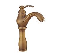 Antique Bronze Bathroom Faucet High Single Handle Lavatory Mixer Tap Ceramic Valve Hot & Cold Control Bidet Tap Brass Construction Vintage Design
