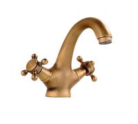 Antique Bronze Bathroom Faucet, Hot & Cold Water Crane Mixer, Vintage Swan Design, Brushed Finish, Basin Sink Faucet for Classic Decor, G9/16 Connection