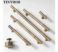 Antique Bronze Brass Cabinet Handle and Knob Linear Knurled Solid Brass Drawer Knobs T Bar Bedroom Kitchen Cupboard Hardware C-3729-160MM