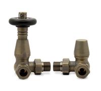 Antique Bronze Corner Black Top Traditional Thermostatic Radiator Cast Iron Valves (Pair)