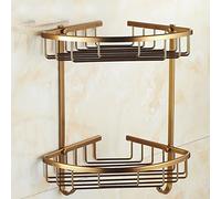 Antique Bronze Corner Shower Shelf Double Layer Wall Mounted Sto with Hook Triangu Design for Shampoo & Body Wash Bathroom