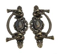 Antique Bronze Cup Pull Handle, Zinc Alloy Cabinet Drawer Knobs, Retro Furniture Door Handles for Kitchen Dresser Bookcase, Vintage Hardware with Screws, 2 Pack