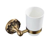 Antique Bronze Embossed Round Chassis Ceramic Cup mouthwash Cup Single Cup Holder, Antique Gold