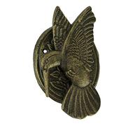 Antique Bronze Finish Cast Iron Hummingbird and Flower Front Door Knocker: Elegant Entry Decor Standing 6.5 Inches High - Add a Touch of Nature to Your Home