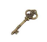 Antique Bronze Large Key With Crown Design For Wedding Anniversary or Wedding Gift or Decoration DIY Jewellery 8.4 cm Long Statement