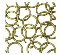 Antique Bronze Plastic Drapery Rod Rings with Fixed Eye Metal Hooks, 32mm Hanging Rings for Window or Door Rods - Pack of 10