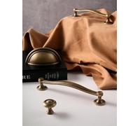 Antique Bronze Solid Brass Cabinet Knobs Shell Handle Cupboard Handles Furniture Hardware Drawer Pull Kitchen Drawer Handles(Knob-30mm)