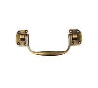 Antique Bronze Solid Brass Drop Pull Handles for Suitcase, Trunk, Cabinet, Drawer (Set of 2) - Vintage Gold Gate Hardware (148mm x 29mm) for Furniture and Wardrobe
