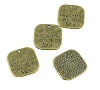 Antique Bronze Tone Jewelry Charms I1UN2N Dreaming of the Sea Tag Craft Art Making Crafting Beading