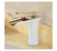 Antique Bronze Waterfall Bathroom Sink Faucet Deck Mounted Hot & Cold Mixer Tap Chrome Finish Modern Design for Home Use Elegant Black Drain Included