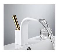 Antique Bronze & White Gold Bathroom Sink Faucet - Deck-Mounted Hot & Cold Water Mixer for Easy Installation in Modern Bathrooms