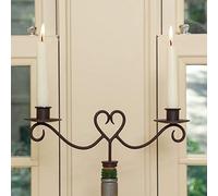 Antique Brown Cast Iron Heart Bottle Stopper with Twin Candle Holder