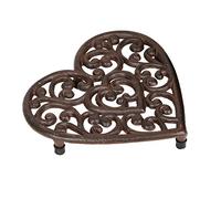Antique Brown Cast Iron Table Top Heart Trivet Pan Rest Stand Wedding Anniversary Housewarming Autumn Kitchen Gift