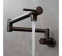 Antique Brown Pot Filler Faucet - Wall Mount Foldable Kitchen Tap Brass Rotatable Double Joint Swing Arm Single Cold Mixer for Sink