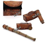 ANTIQUE BROWN TELESCOPE MARINE NAUTICAL LEATHER SPYGLASS GIFT ITEM 18"