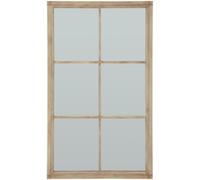 Antique Brown Washed Wood Large Window Mirror