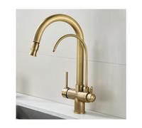 Antique Brushed Kitchen Faucet,Brass Kitchen Sink Faucet with 4-Modes,High Arc Single Handle Kitchen Sink Taps with Pull Out Sprayer