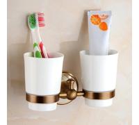 Antique Brushed Solid Brass Bathroom Accessories Sets European jade base Bathroom Hardware Sets Retro Bathroom Products,double cup holder