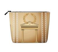 Antique Building Printed Fake Hemp Makeup Bag â€“ Travel Toiletry Organizer, Daily Storage, Business Trip Essential