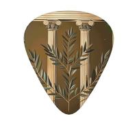 Antique Building with Roman Olive Branch and Greek Print Guitar Picks 12-Pack - Assorted Thickness Picks with Storage Box & Assorted Unique Design for Acoustic, Electric, Bass, and Ukulele Players