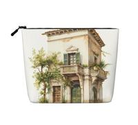 Antique Building with Roman Olive Branch and Greek Print Makeup Bag Cute Cosmetic Bag for Women Makeup Pouch Travel Toiletry Bag for Lady