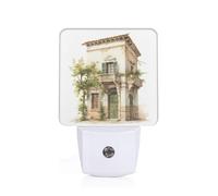 Antique Building with Roman Olive Branch and Greek Print Plug-in Night Light for Bedroom Hallway Dorm Living Room Illumination Home Decor