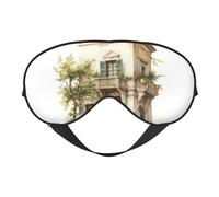 Antique Building with Roman Olive Branch and Greek Print Sleep Mask,Soft Eye Mask with Adjustable Strap for Sleeping, Travel and Relaxation