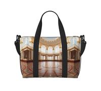 Antique Building with Roman Olive Branch and Greek Print Tote Crossbody Travel Bag with Zip Casual Handbag for Weekend Trips and Gym Shopping