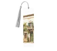 Antique Building with Roman Olive Branch and Greek Print Wood Bookmark for Women Men,with Tassels Reading Bookmarks for Book Lovers,Gifts
