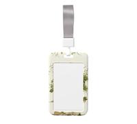 Antique Building with Roman Olive Branch and Greek Printed Card Badge Holder with Neck Strap, Vertical Cards Holder Anti-Scratch and Easy-Scan, for Office, School