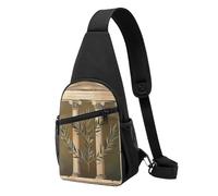 Antique Building with Roman Olive Branch and Greek Printed Chest Bag Sling Bag for Men Women, Outdoor Crossbody Fanny Packs Hiking Chest Packs Sport Daypacks