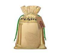 (Antique Building with Roman Olive Branch and Greek) Printed Christmas M Size Gift Bags with Green Ribbon Drawstring Candy Bags for Kids Xmas Holiday Christmas Eve Presents