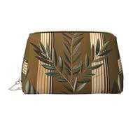 Antique Building with Roman Olive Branch and Greek Printed Cosmetic Bags for Women Mom, Large PVC Leather Travel Makeup Bag Cute Gifts Toiletry Bag with Zipper