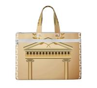 Antique Building with Roman Olive Branch and Greek Printed Document Bag Teacher Canvas File Tote Bag Pouch for Work, Casual Handbag for Office School Travel Beach