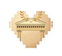Antique Building with Roman Olive Branch and Greek Printed Jigsaw Puzzle 10.8x12.8 CM, Heart-Shaped Puzzle Challenging Game for Adults, Fun Decorative Wall Decor