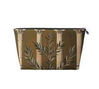 Antique Building with Roman Olive Branch and Greek Printed Travel Cosmetic Bags with Silver Zipper Makeup Organizer Cosmetic Case Toiletry Bag for Women Mom Girls