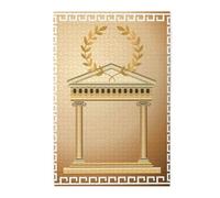 Antique Building with Roman Olive Branch and Greek Printed Wooden Puzzle 1000 Piece, Cute Puzzle Game in Plastic Box for Family Entertainment and Brain Training Gifts