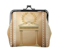 Antique Building with Roman Olive Branch and Greek Printing Lightweight Coin Purse, Minimalist Wallet for Coffee Runs and Local Outings