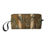 Antique Building with Roman Olive Branch and Greek Prints Cosmetic Bag Makeup Bags for Women Travel Toiletry Bag Accessories Organizer with Handle, Zipper Closure