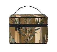 Antique Building with Roman Olive Branch and Greek Prints Travel Makeup Bag Flip Portable Toiletry Bag with Handle for Women's Travel and Daily Use